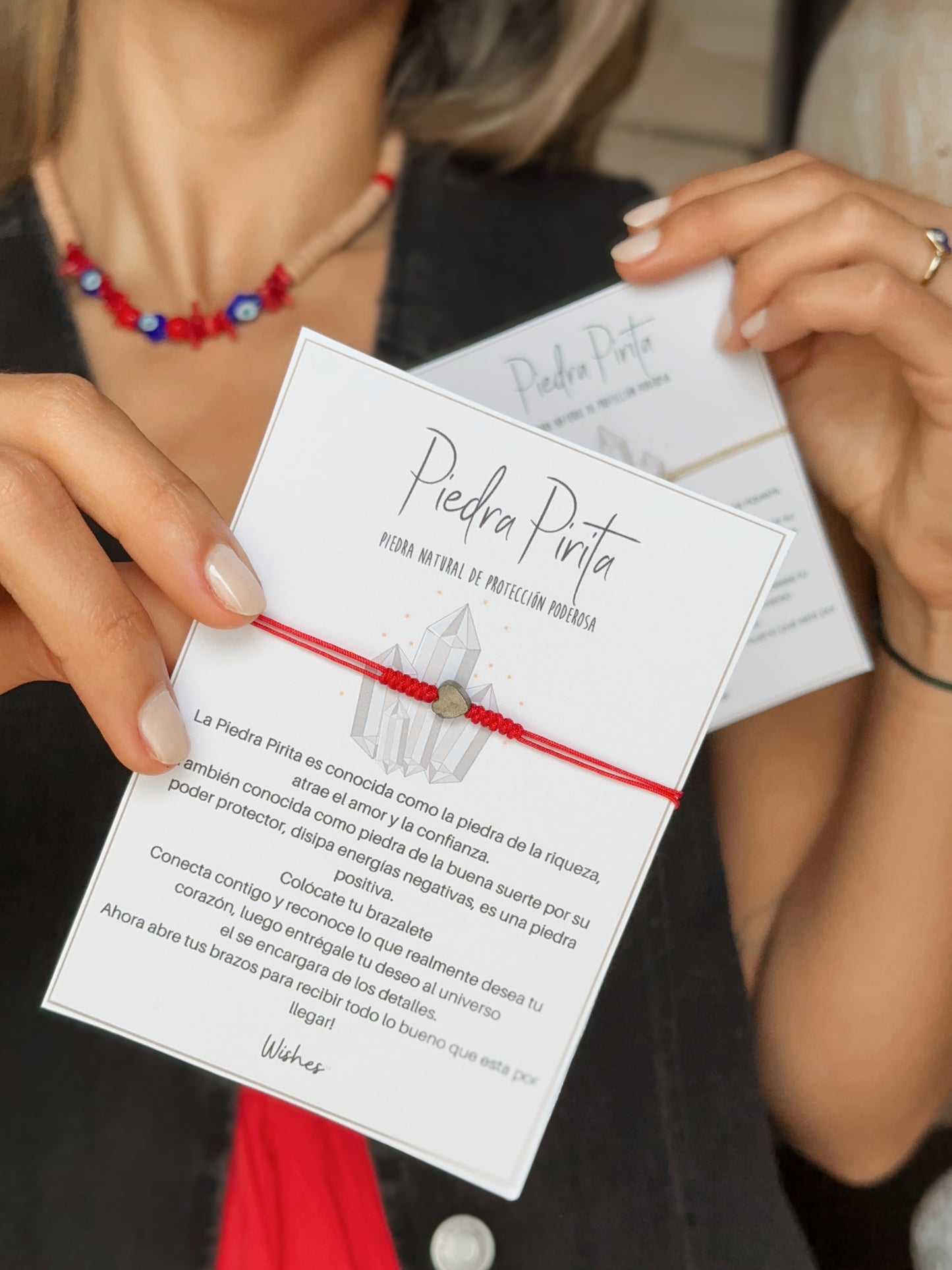 Corazón piedra pirita hilo doble 🤍