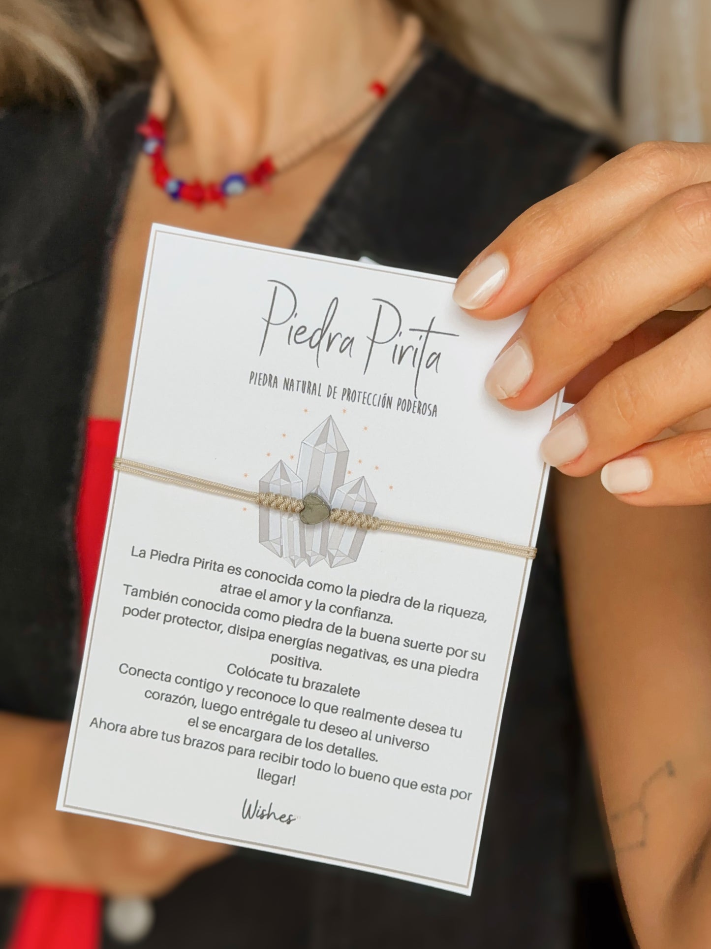 Corazón piedra pirita hilo doble 🤍