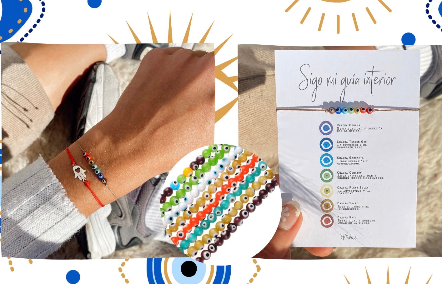 7 ojitos turcos en los colores de los chakras