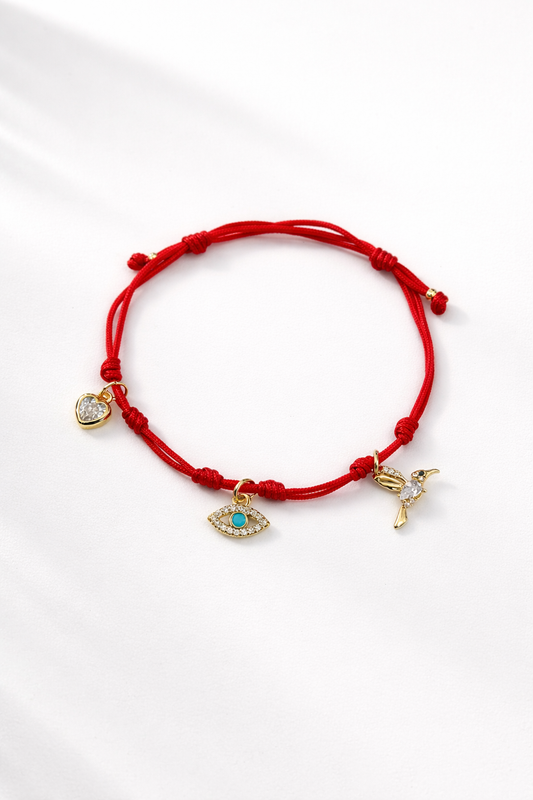 Amuleto Corazón, Ojito Turco y Colibrí